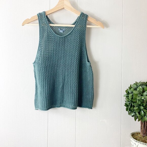 aerie Tops - Aerie Green Crochet Tank Top Size Small